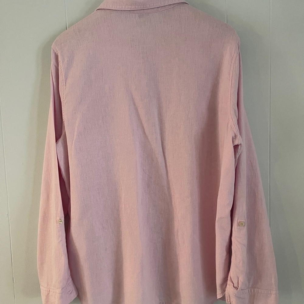 Vintage Orvis Womens Pink Linen Blend Button Down Shirt Sz XL - Picture 2 of 7